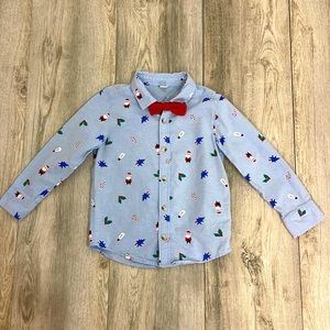 Old Navy Boys 5T Holiday Button Down With Bow Tie